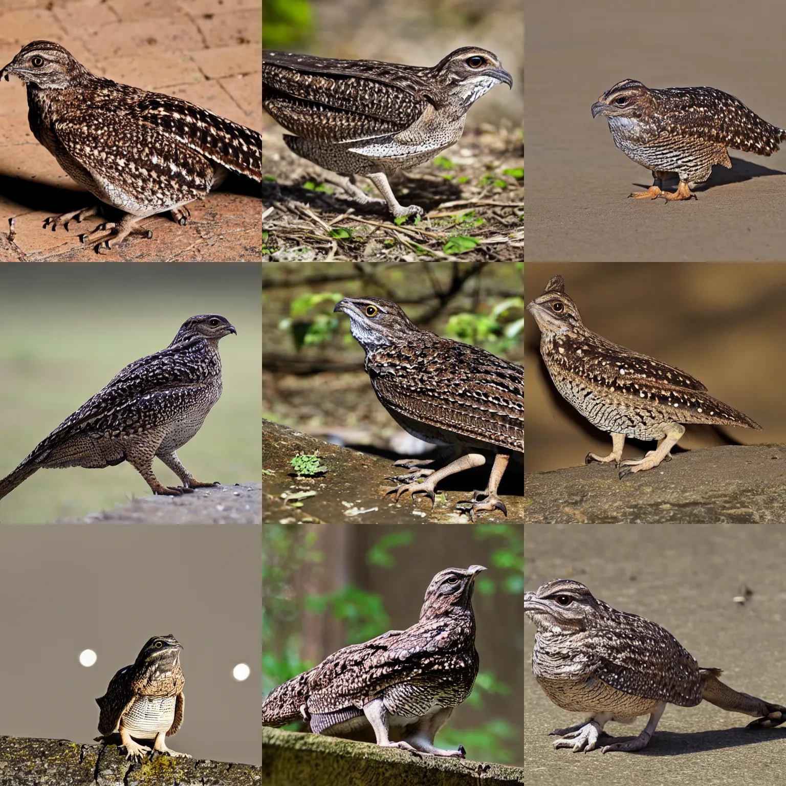 Prompt: A huge great eared nightjar walking in a city