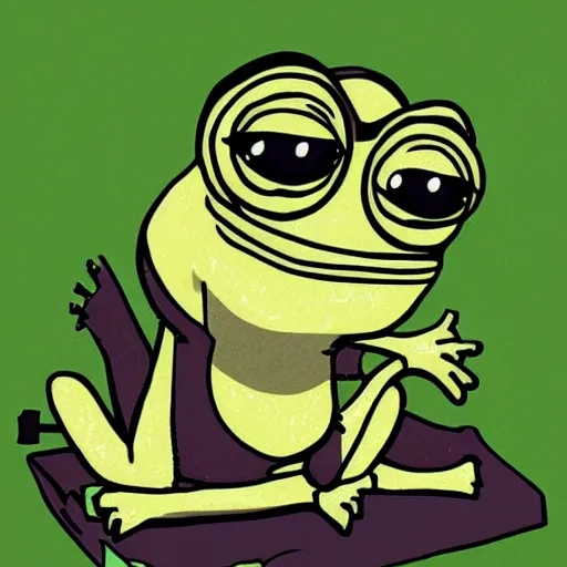 Image similar to pepe the frog, anime, illustration