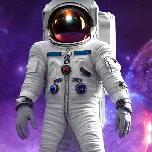 Prompt: occult cosmonaut with glowing magic symbols on his suit, highly detailed octane render 4k, floating in space with yog shothoth in the background