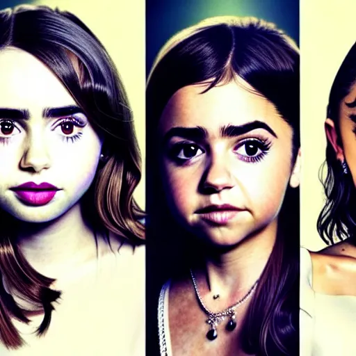 Image similar to beautiful portrait of a combination of tanya reynolds, lily collins, isabela moner, zoe kazan, natalia dyer