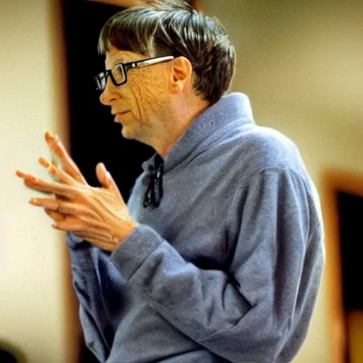 Image similar to dramatic shot of Bill Gates as a shoalin monk