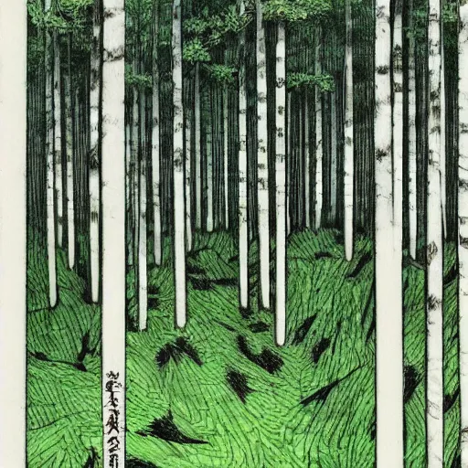 Prompt: Forest by Ito Junji, manga