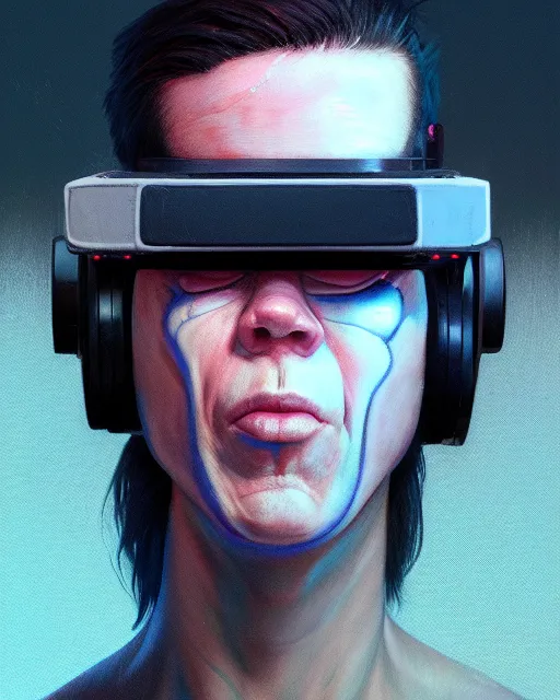 Image similar to highly detailed vfx portrait of a character of a wrestler with vr goggles, stephen bliss, chalk, unrealengine, greg rutkowski, loish, rhads, beeple, chalk, makoto shinkai and lois van baarle, ilya kuvshinov, rossdraws, tom bagshaw, basil gogos