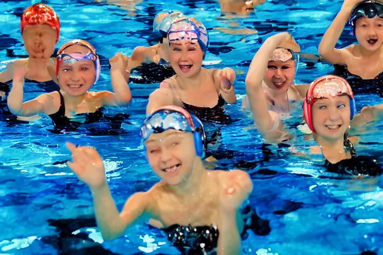 Prompt: Putin and girls at aquatic disco, hyper realistic photo, highly detailed