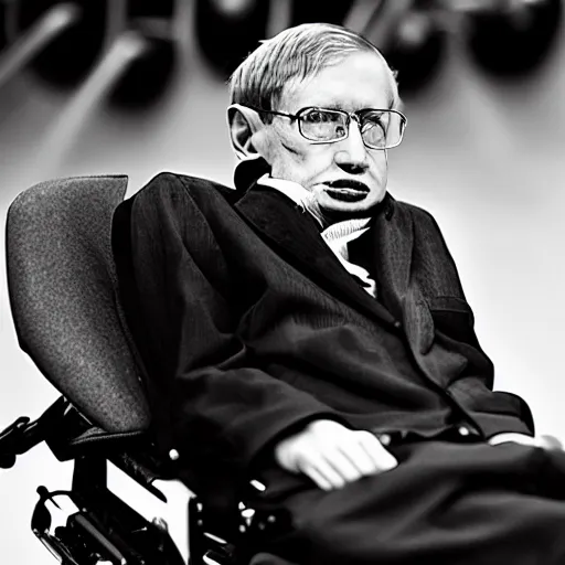 Prompt: stephen hawking in a battle rap, photography,