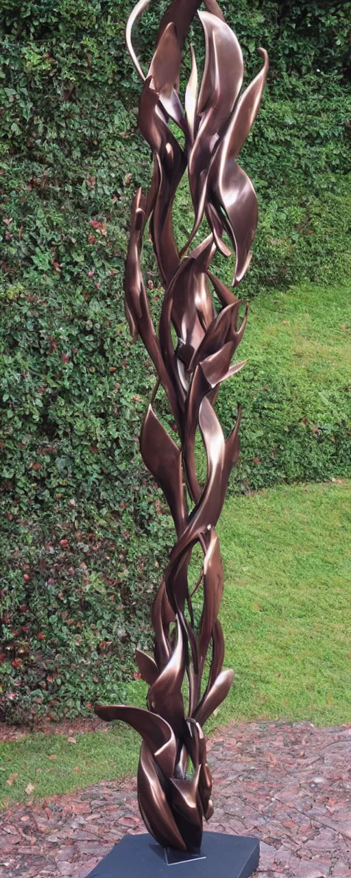 Image similar to six foot tall abstract bronze sculpture of a flame
