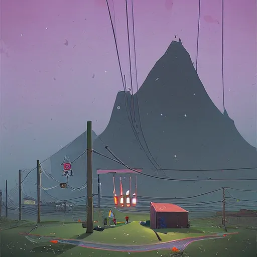 Image similar to penguin, art by simon stalenhag