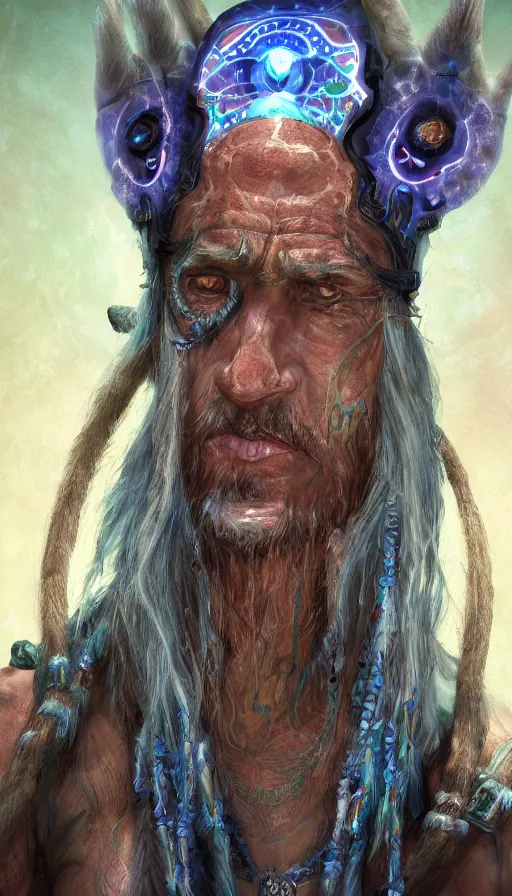 Prompt: portrait of a digital shaman, from wow