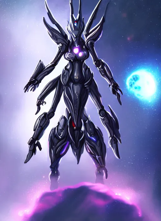 Image similar to cinematic shot, cosmic sized perfectly proportioned stunning beautiful hot anthropomorphic robot mecha female dragon, female dragon head, floating in empty space, nebula sized, larger than galaxies, holding a tiny galaxy, silver armor, epic proportions, epic size, epic scale, furry art, macro art, dragon art, giantess art, warframe fanart, furaffinity, deviantart