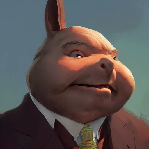 Image similar to big chungus as mr. bean painted by greg rutkowski