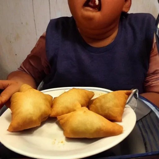 Image similar to doraemon eating samosa