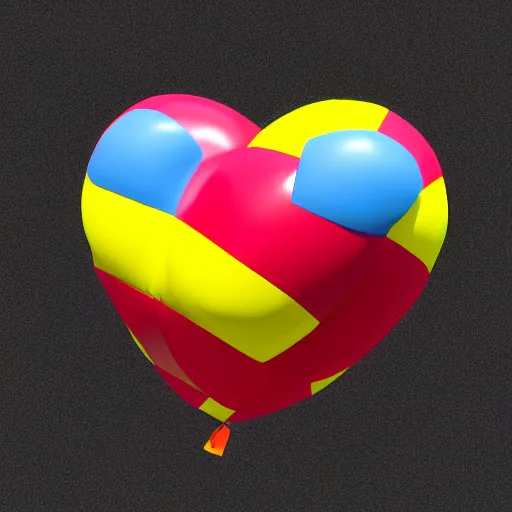 Image similar to a cyndiquil from pokemon with a heart shaped balloon, a 3 d render by pedro pedraja, featured on polycount, pixel art, rendered in maya, 2 d game art, rendered in cinema 4 d