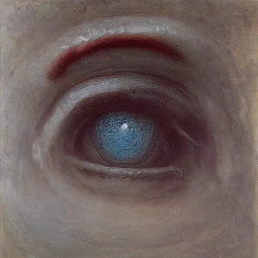 Image similar to beksinski, zdzisław - her eyes wide, oil on canvas