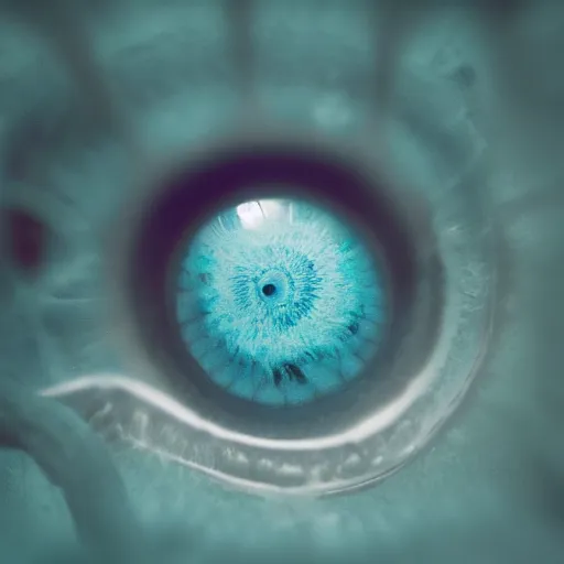 Image similar to eyeball underwater, award winning cyan and white photography, high contrast, high definition