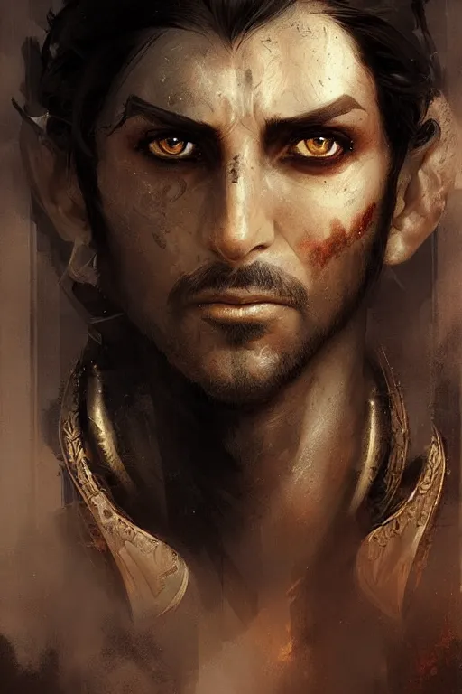 Image similar to prince of persia warrior within face portrait by greg rutkowski