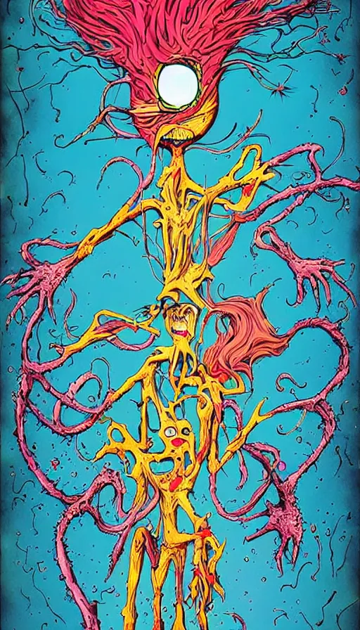 Image similar to psytrance artwork, by alex pardee