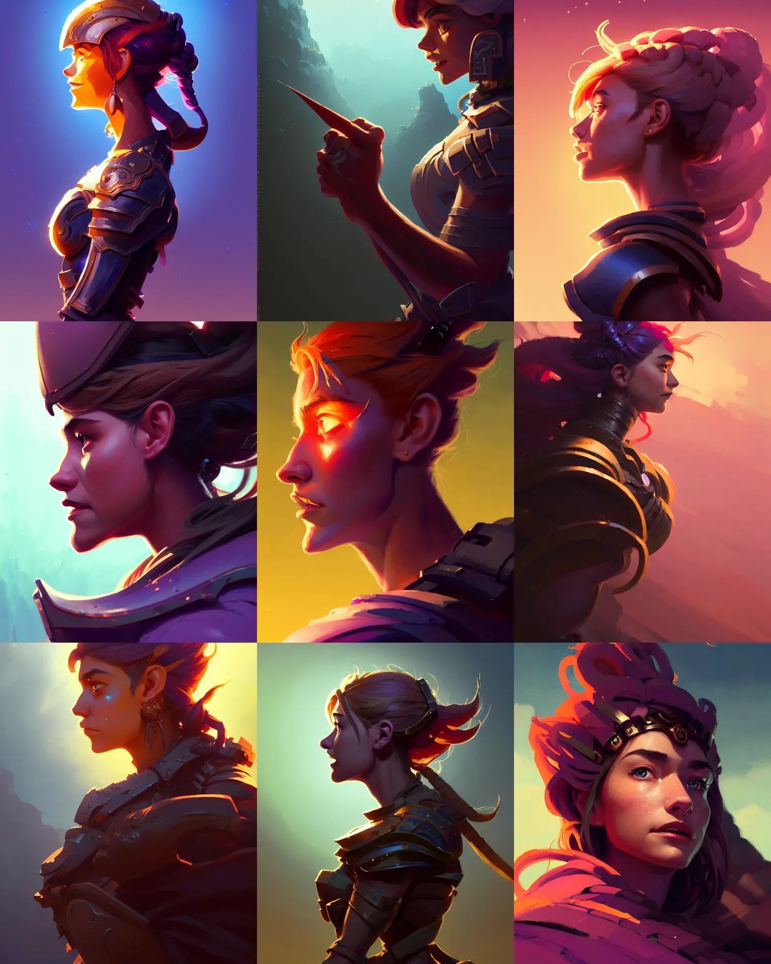 Prompt: side - profile painted portrait, imogen poots as a paladin, gloomhaven, dynamic lighting, smooth, gaudy colors, octane render aesthetic, matte painting concept art, official fanart behance hd artstation by jesper ejsing, by rhads and makoto shinkai and lois van baarle and ilya kuvshinov and rossdraws