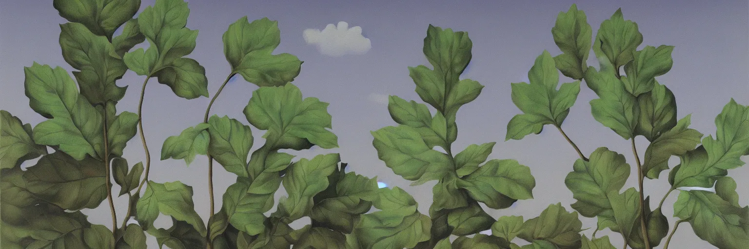 Image similar to leaf painting magritte