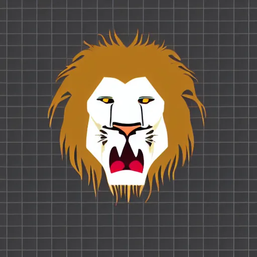 Image similar to minimal vector logo of a laughing lion head