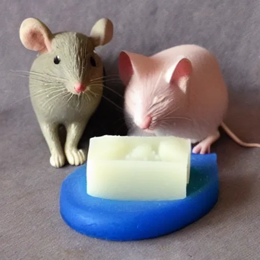 Image similar to mouse and kitty made out of soap