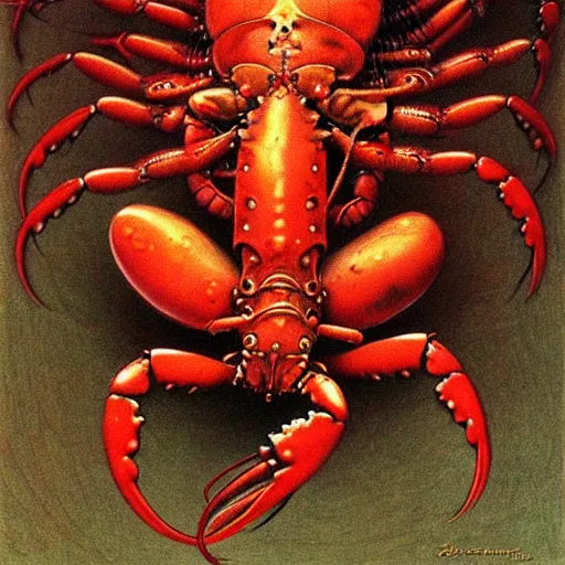 Prompt: lobster demon by beksinski