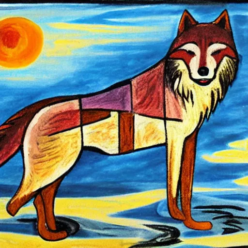 Image similar to retarded wolf, expressionism