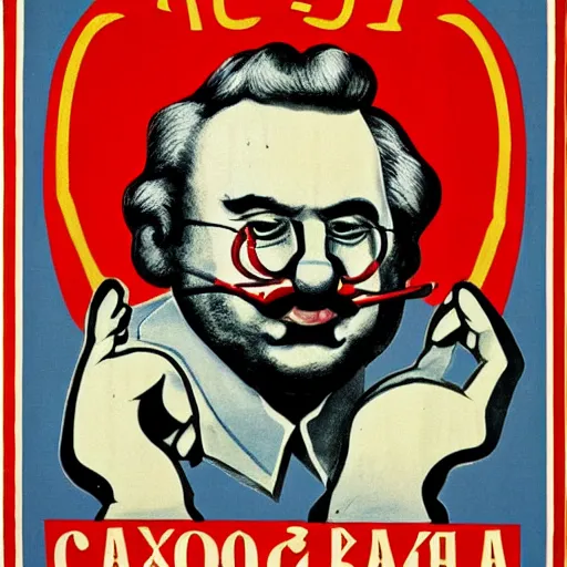 Prompt: communist clown portrait, soviet propaganda style, poster, carl marx