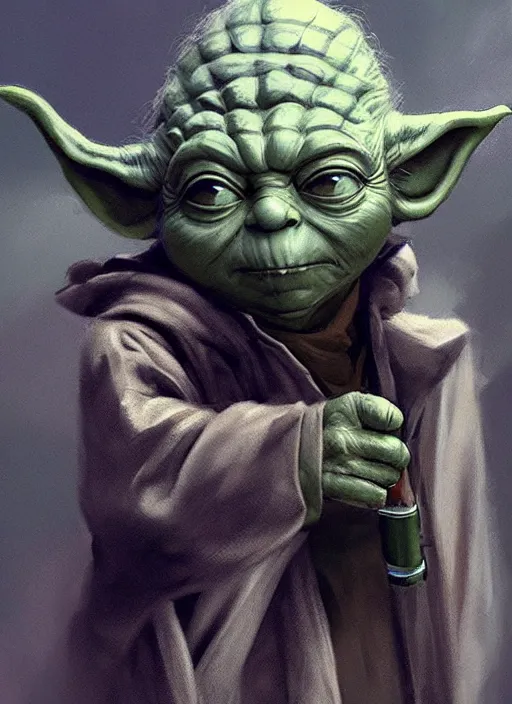 Prompt: Yoda dressed as the Godfather and smoking a cigarette, elegant, digital painting, concept art, smooth, sharp focus, illustration, from StarCraft by Ruan Jia and Mandy Jurgens and Artgerm and William-Adolphe Bouguerea