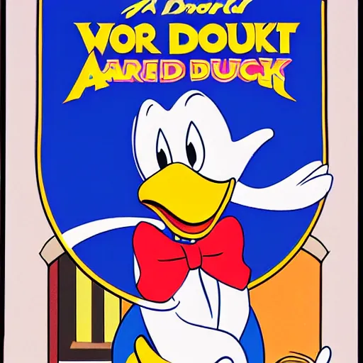 Prompt: An illustration of Donald Duck by Carl Barks