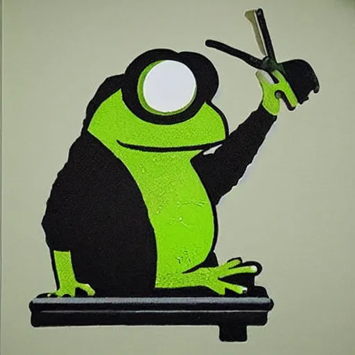 Prompt: pepe the frog by Banksy