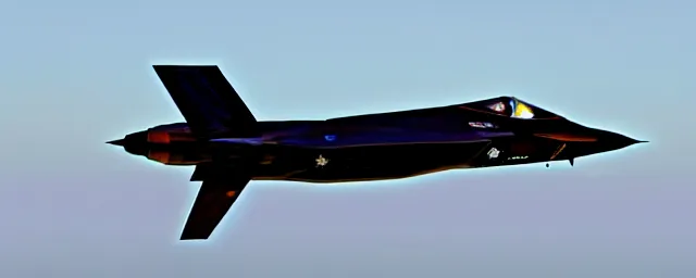 Image similar to a single lockheed sr - 7 1 blackbird and lockheed martin f 3 5 hybrid, rocket engine in the back, dslr