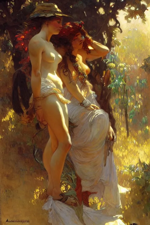 Image similar to 2 attracting men, painting by gaston bussiere, craig mullins, greg rutkowski, alphonse mucha