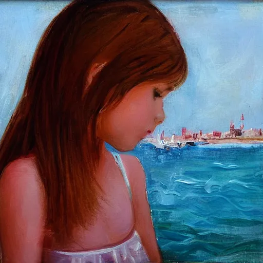 Prompt: girl by the sea bu alessandra vitelli