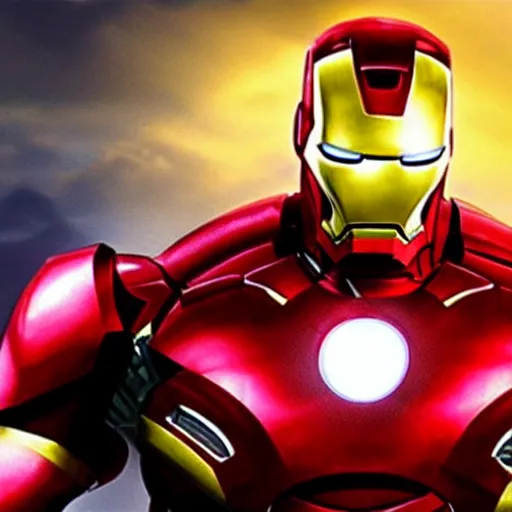 Image similar to arnold schwarzenegger as iron man, cinematic lighting, photorealistic