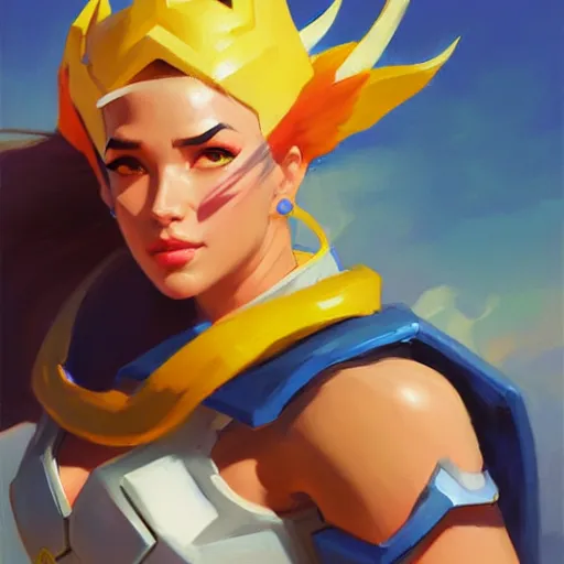 Image similar to Greg Manchess portrait painting of SheRa as Overwatch character, medium shot, asymmetrical, profile picture, Organic Painting, sunny day, Matte Painting, bold shapes, hard edges, street art, trending on artstation, by Huang Guangjian and Gil Elvgren and Sachin Teng