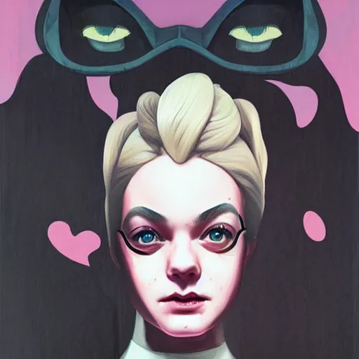 Image similar to Elle Fanning as batgirl picture by Sachin Teng, asymmetrical, dark vibes, Realistic Painting , Organic painting, Matte Painting, geometric shapes, hard edges, graffiti, street art:2 by Sachin Teng:4