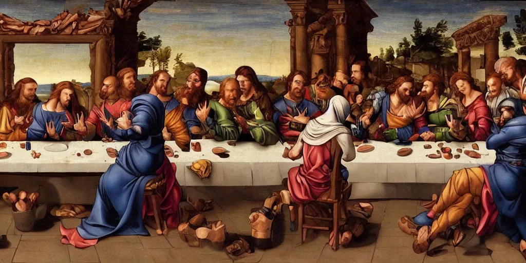 Image similar to the last supper of the x-men, renaissance painting, detailed, wallpaper