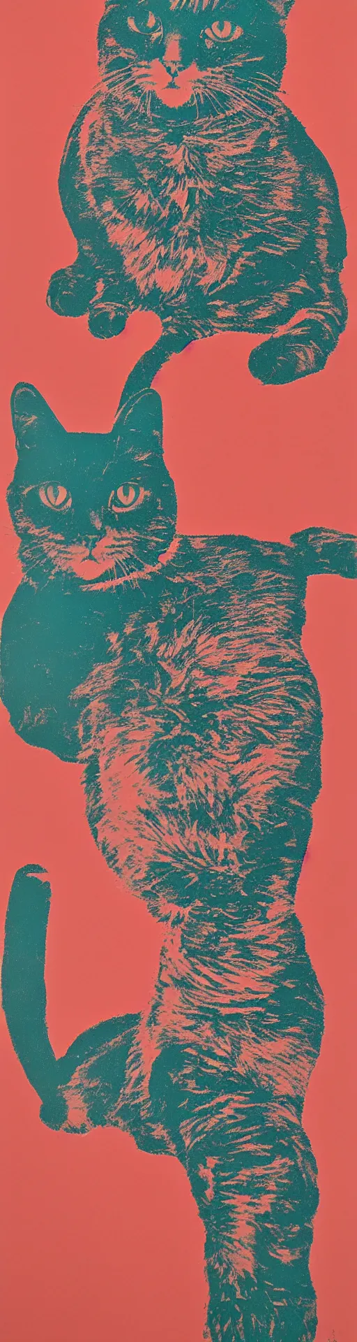 Prompt: a screenprint of a cat by Andy Warhol