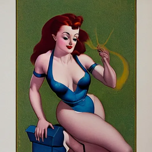 Prompt: cortana by alberto vargas, pinup