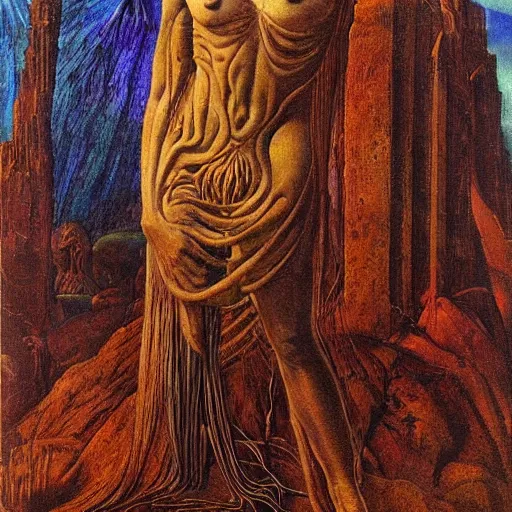 Prompt: a portrait of a character in a scenic environment by ernst fuchs and giger