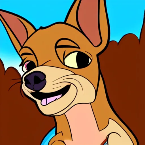 Prompt: a brown chihuahua, in the style of goof troop, illustration, epic, realistic, hyper detailed, smooth