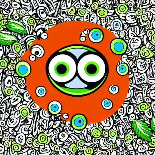 Image similar to marijuana with googly eyes, sticker, highly detailed, colorful, illustration, smooth and clean vector curves, no jagged lines, vector art, smooth