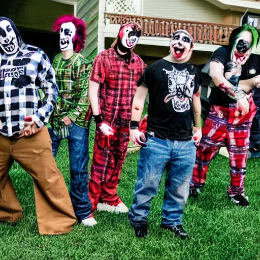 Image similar to juggalo Gumby backyard wrestling cult