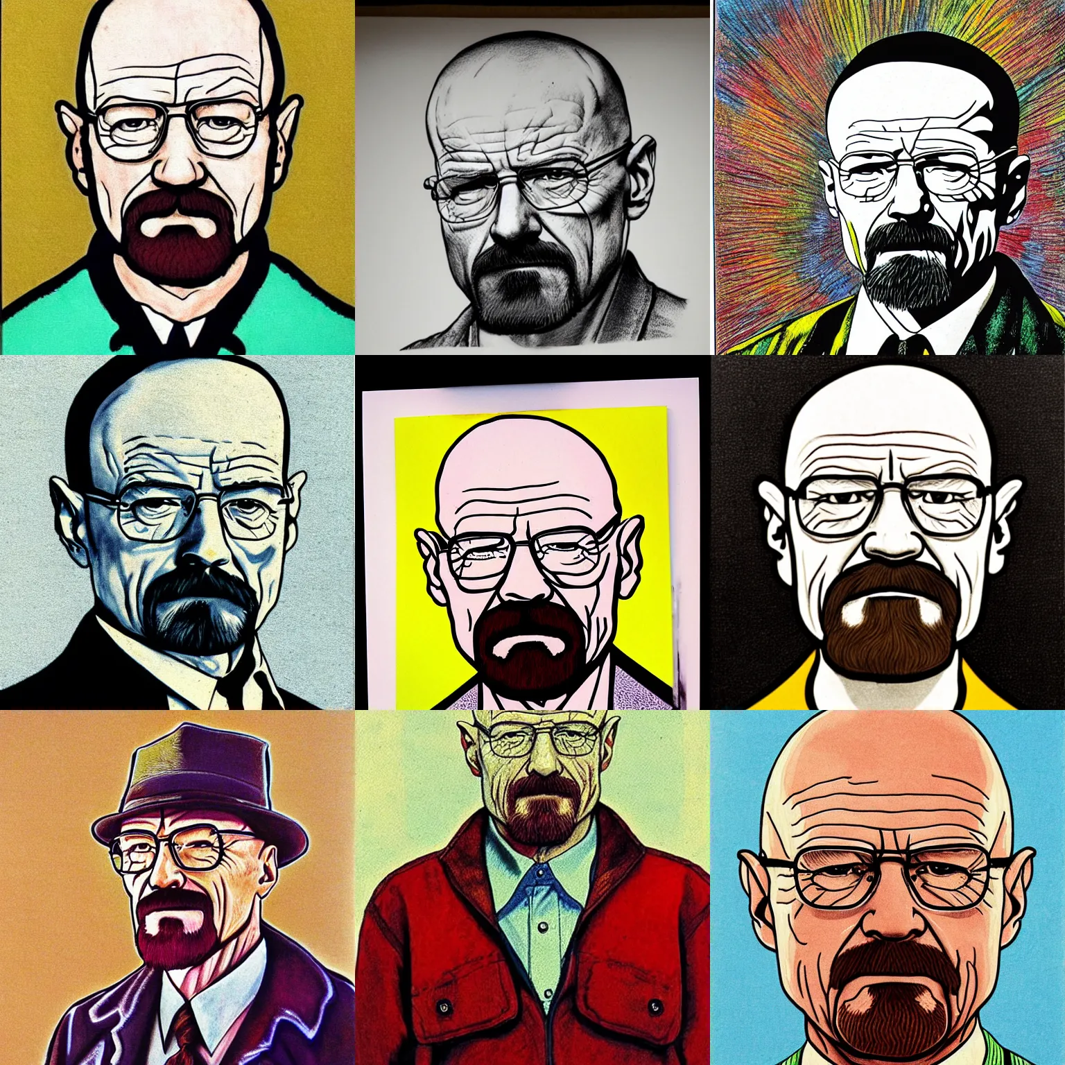 Prompt: Walter White drawn by Louis William Wain