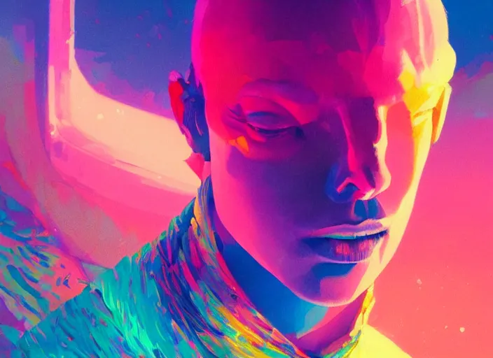 Prompt: A psychedelic portrait of the coolest person in the world, vibrant color scheme, highly detailed, in the style of romanticism, cinematic, artstation, Moebius, Greg rutkowski