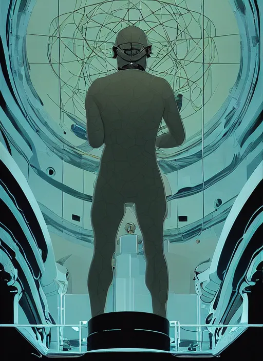 Prompt: poster artwork by Michael Whelan and Tomer Hanuka, of Delos Incorporated, clean