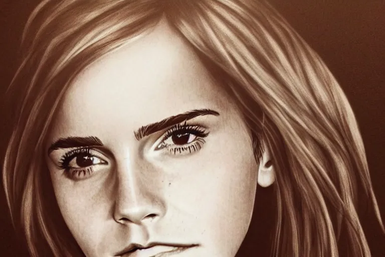 Image similar to emma watson, pencil, art, ultra realistic!!!, clear weather, golden hour, sharp focus