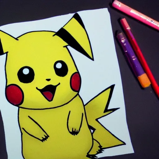 Prompt: pikachu drawn by a 3 years old