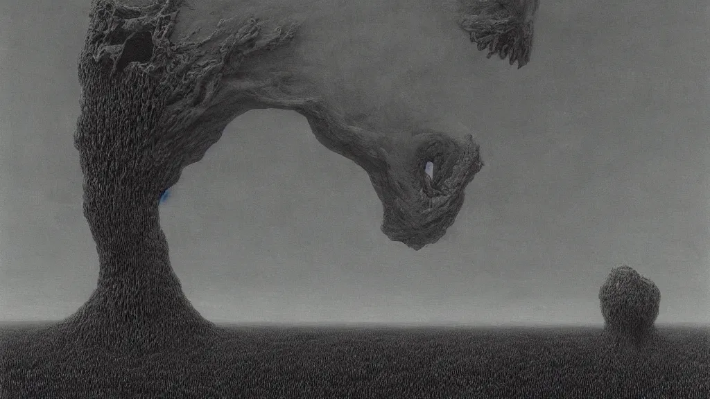 Image similar to scary landscape with a vital wheat gluten monster 4 k painted by zdzisław beksinski