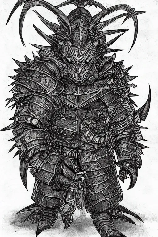 Prompt: armoured warrior thistle monster, symmetrical, highly detailed, digital art, thistle themed armour, sharp focus, trending on art station, kentaro miura manga art style